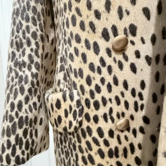 VINTAGE Faux Leopard Print Double-Breasted Women's Coat - Picture 3 of 10